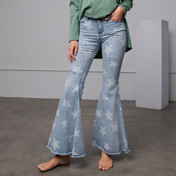 easel Jeans Easel Flare Jean With Stars Poshmark